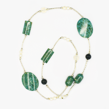 Bead Adorned - Silver Aventurine Necklace