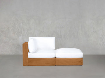 2-Seat Modular Lounger Loveseat Teak Outdoor