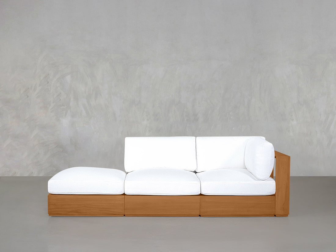 3-Seat Modular Lounger Sofa Teak Outdoor