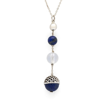 Lapis and Quartz Silver Pendant