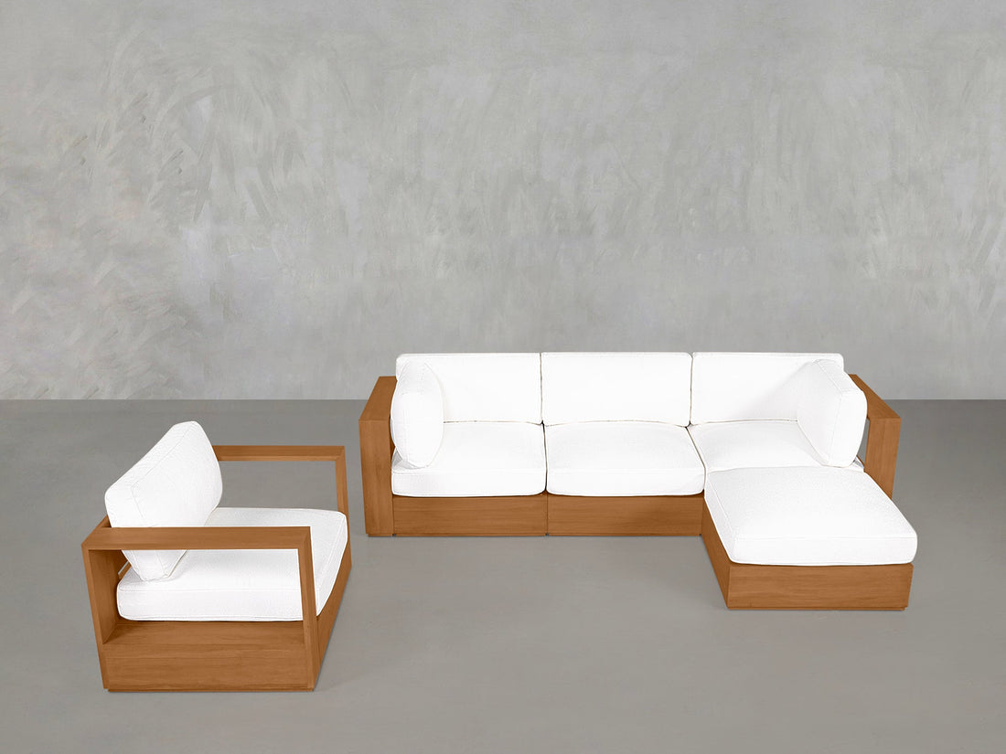 4-1 Sectional & Armchair Set Teak Outdoor