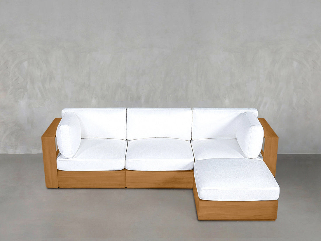 4-Seat Modular Chaise Sectional Teak Outdoor