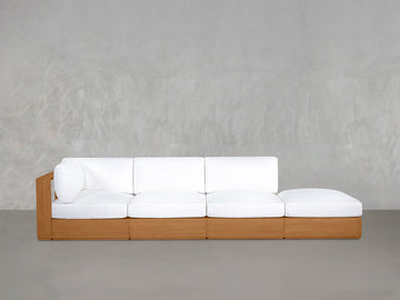 4-Seat Modular Lounger Sofa Teak Outdoor