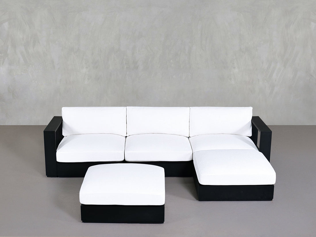 4-Seat Modular Chaise Sectional with Ottoman Aluminum Outdoor