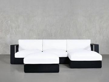 4-Seat Modular Chaise Sectional with Ottoman Aluminum Outdoor