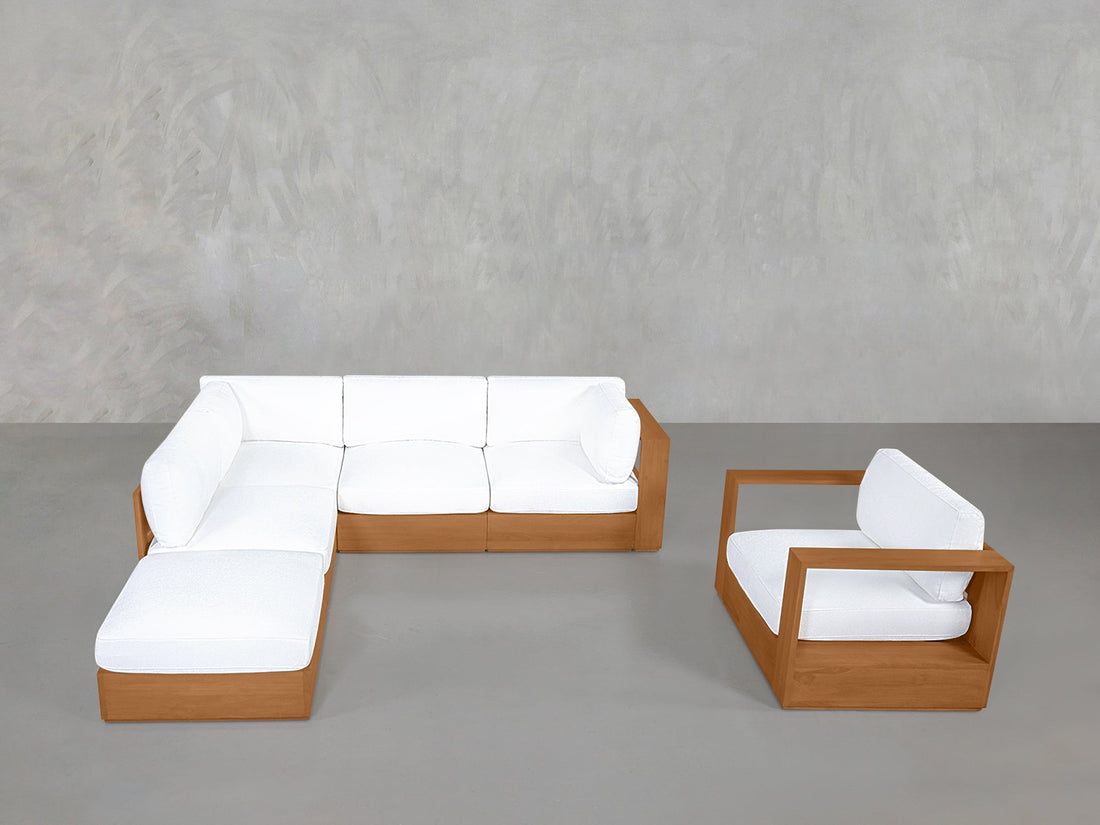 5-1 Sectional & Armchair Set Teak Outdoor