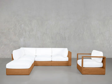 5-1 Sectional & Armchair Set Teak Outdoor