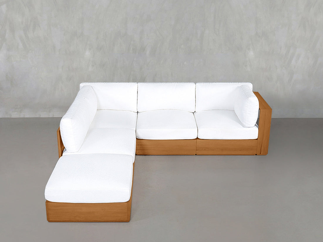 5-Seat Modular Corner Lounger Sectional Teak Outdoor