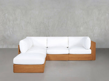 5-Seat Modular Corner Lounger Sectional Teak Outdoor