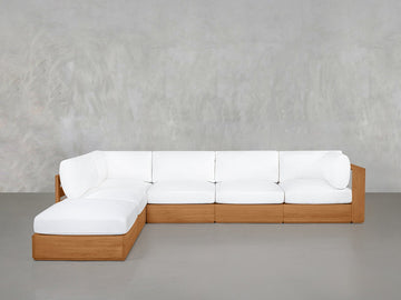 6-Seat Modular Corner Lounger Sectional Teak Outdoor