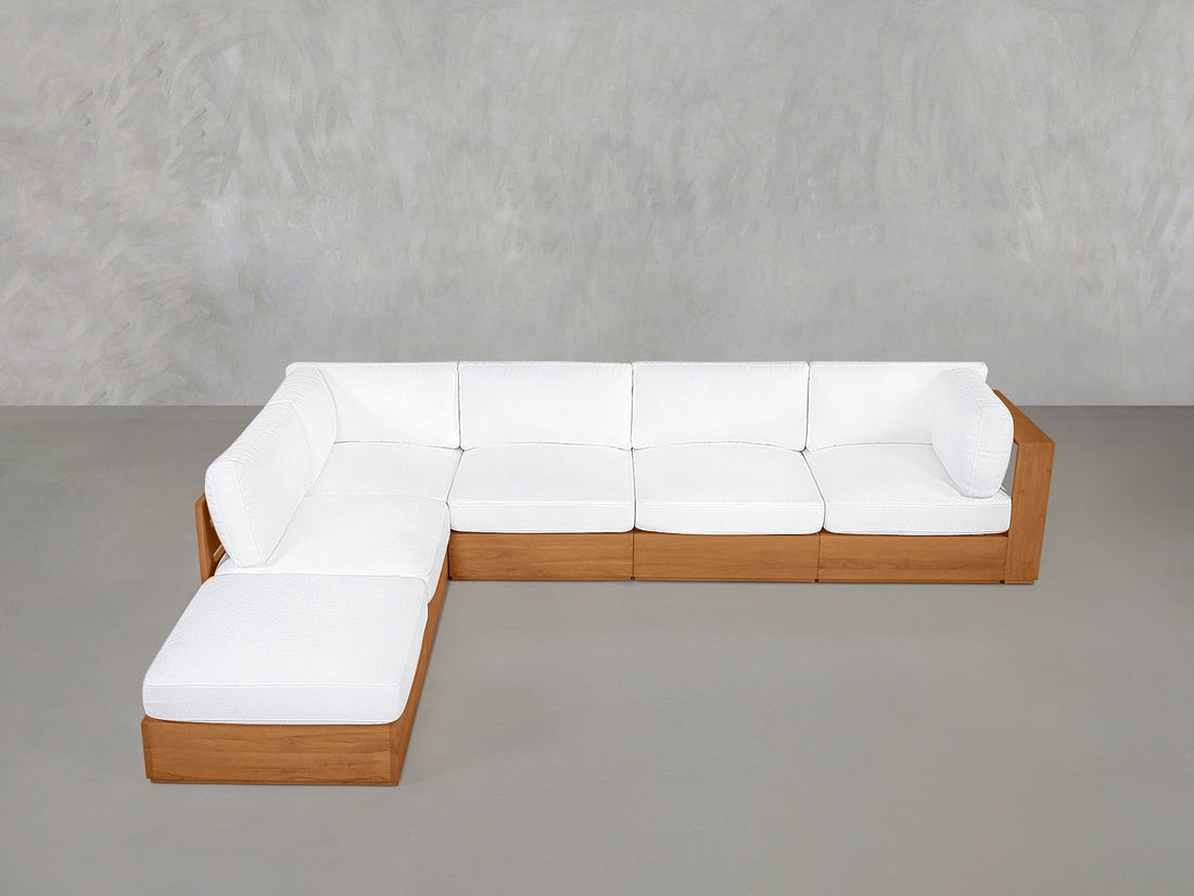 6-Seat Modular Corner Lounger Sectional Teak Outdoor