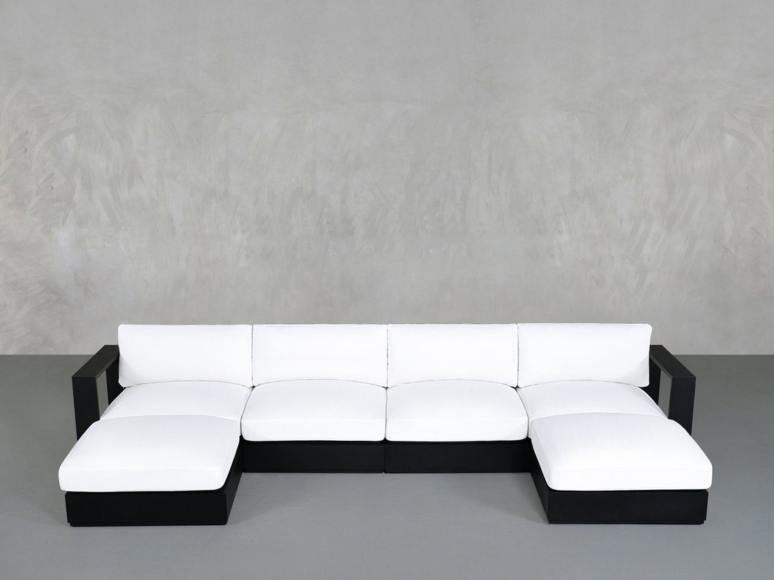 6-Seat Modular Double Chaise Sectional Aluminum Outdoor