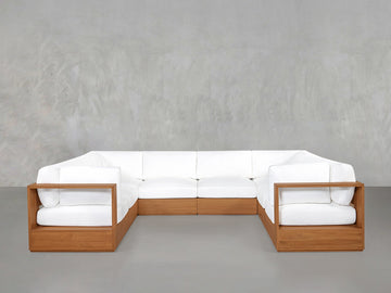 8-Seat Modular U-Sectional Teak Outdoor