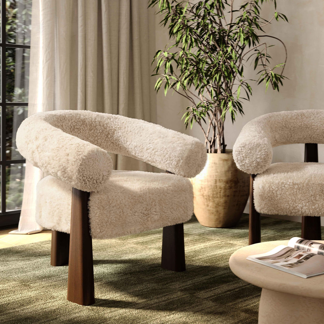 Spara Straight Vegan Shearling Accent Chair