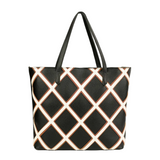 Black Crisscross Rexine Tote Bag