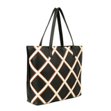 Black Crisscross Rexine Tote Bag