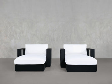 Double Armchairs with Ottoman Aluminum Outdoor