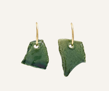 Asymmetrical Bits Hoop Earrings in Green