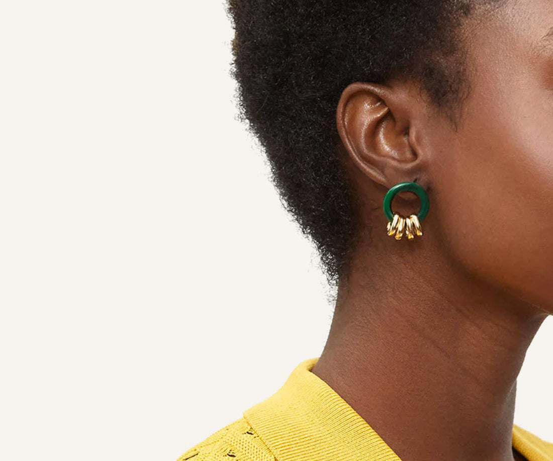 Rachel Malachite York Acrylic Earrings