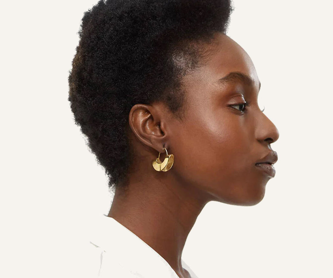 Handmade Double Date Earrings in Gold